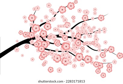 Japanese sakura branch illustration vector - Shutterstock ID 2283171813