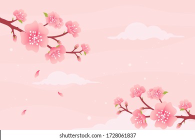 Japanese sakura flowers background. Vector illustration.