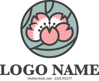 Japanese Sakura logo, this can be suited for girly, feminine, Asian, Japan, fashion, beauty aspects