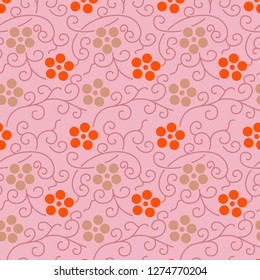 Japanese Sakura And Vine Pattern