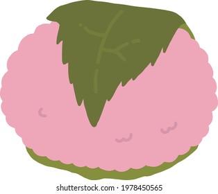 japanese sakura-mochi sweet vector icon illustration 