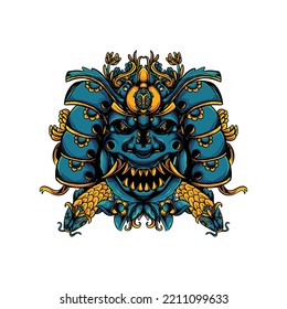 Japanese samurai armor illustration background