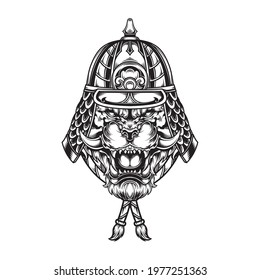 Japanese samurai Art. Vector Illustration