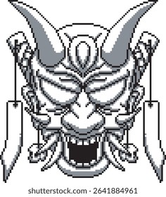 Japanese samurai background hannya oni mask shading