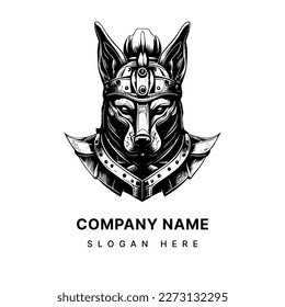 japanese samurai dog logo illustration black and white