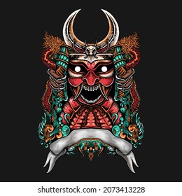 Japanese Samurai Future Culture Vector Illustration Tshirt Design