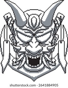 Japanese samurai hannya oni mask two background shading