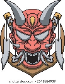 Japanese samurai hannya oni mask two background color