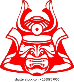 Gráficas vectoriales de imágenes de cabeza de samurai japonesa