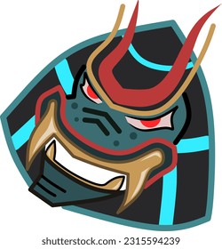 japanese Samurai helmet with Dragon motif vector art for your logo, symbol, wallpaper