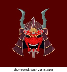 Japanese samurai helmet illustration vector design