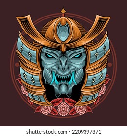 Japanese samurai helmet vector illustration