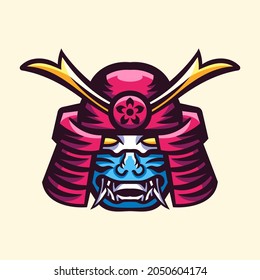 Japanese Samurai Kabuto Helmet Illustration Logo
