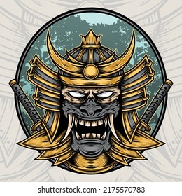 Japanese Samurai Lord. Premium vector