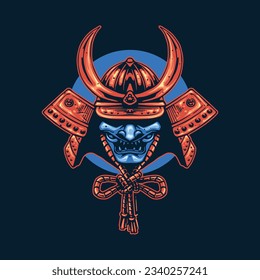 japanese samurai mask armor artwork