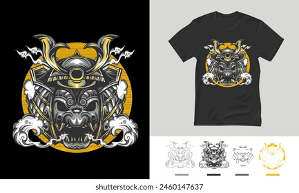 Japanese samurai mask devil and smoky model