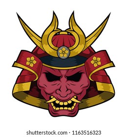 A Japanese samurai mask and helmet