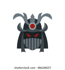 Japanese samurai mask icon in flat style on a white background vector illustration