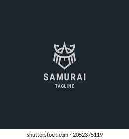 Japanese samurai mask logo, with flat style logo template