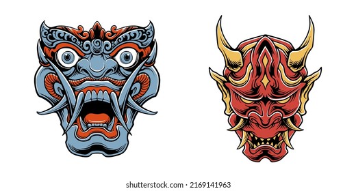 Japanese samurai mask traditional culture