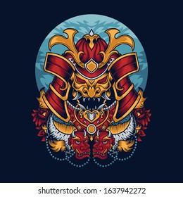 Japanese samurai mask vector illustration