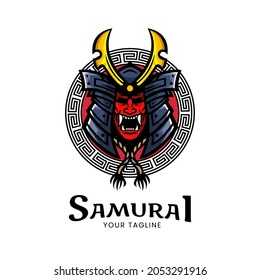 Japanese samurai mask vector illustration