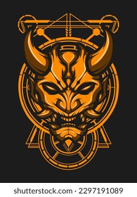Japanese samurai mask vector illustration