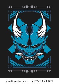 Japanese samurai mask vector illustration