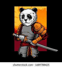 Japanese samurai panda vector illustration