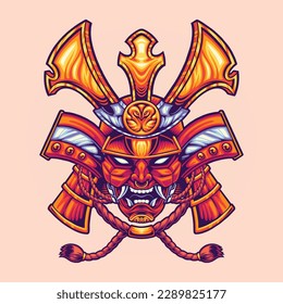 japanese samurai ronin mask illustration for tshirt design, logo, or stickers