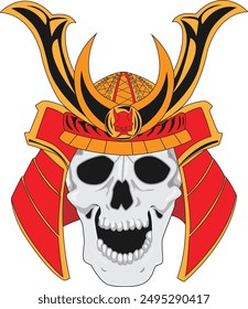 Japanese samurai skull Oni mask vector