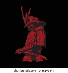 japanese samurai soldier on illustration