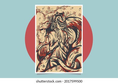 Japanese samurai theme poster design template