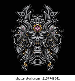 japanese samurai tshirt design illustration