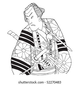 Japanese samurai. Vector illustration