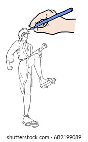 japanese samurai walking drawing