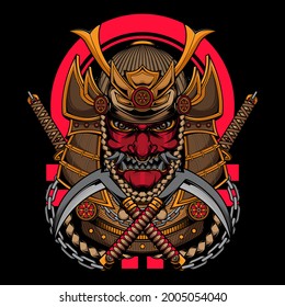 japanese samurai warrior with katana, vector EPS 10