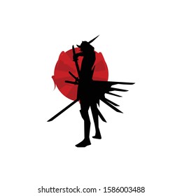 japanese samurai warrior logo vector