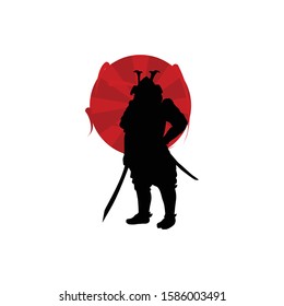 japanese samurai warrior logo vector