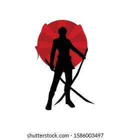 japanese samurai warrior logo vector