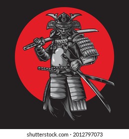 ilustración vectorial del guerrero samurai japonés