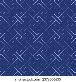 Japanese Sashiko Seamless Vector Patterns. Asian Embroidery Motifs; Abstract Repeating Geometric Background