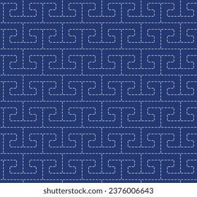 Japanese Sashiko Seamless Vector Patterns. Asian Embroidery Motifs; Abstract Repeating Geometric Background