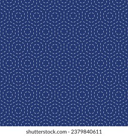 Japanese Sashiko Seamless Vector Patterns. Asian Embroidery Motifs; Abstract Repeating Geometric Background