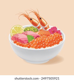 Japanese sashimi roe  rice bowl 