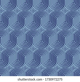 Japanese S-Bend Wave Vector Seamless Pattern