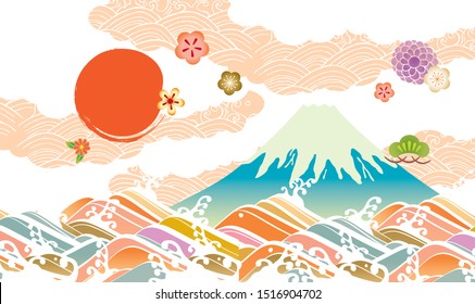 A Japanese scenic illustration in Mt. Fuji.