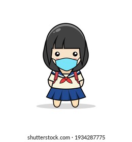 Japanese school girl kawaii illustration