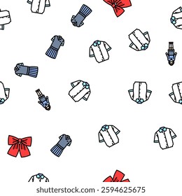 japanese school girl korea child vector seamless pattern thin line illustration