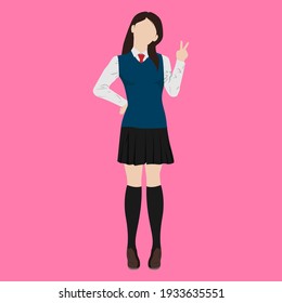 Japanese school girl uniform with manequine vector.